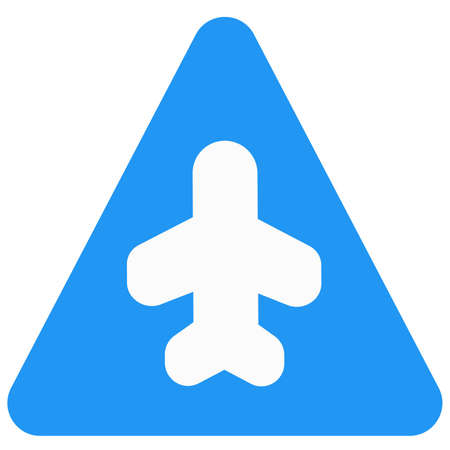 Triangular shape sign board with airplane logotypeのイラスト素材