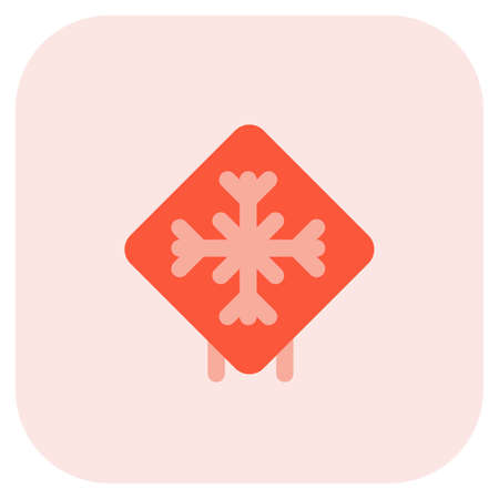 Winter season with ice frosting zone road signalのイラスト素材