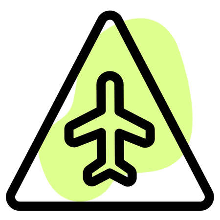 Triangular shape sign board with airplane logotypeのイラスト素材