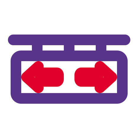 Subway to left as well as to right on a traffic billboard signのイラスト素材