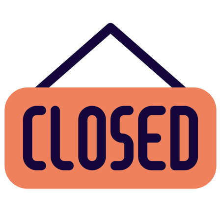 Closed sign board hanging at shopping mall doorのイラスト素材