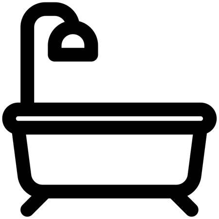 Premium hotel bathtub with overhead shower layoutのイラスト素材