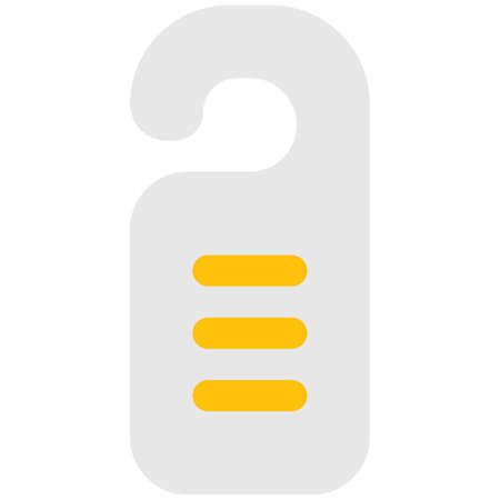 Caution label hangs on a hotel room for maintenance requirementのイラスト素材