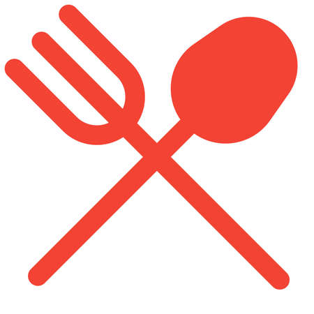 Spoon and fork crossed as a layout in a hotel restaurantのイラスト素材