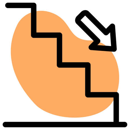 Downstairs with down arrow for the exit from hotelのイラスト素材