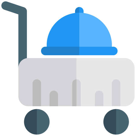 Food serving at hotel trolley with dome lidのイラスト素材