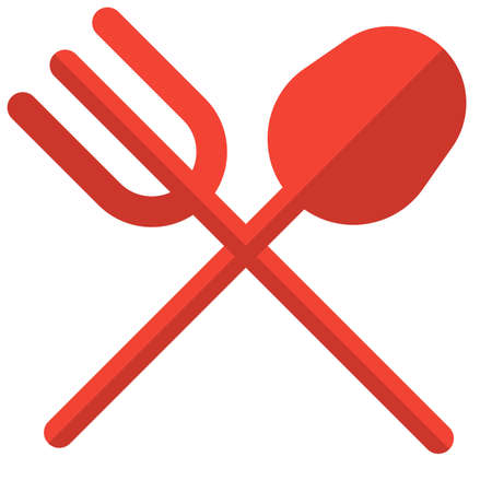 Spoon and fork crossed as a layout in a hotel restaurantのイラスト素材