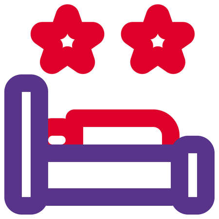 Double star hotel bed with average servicesのイラスト素材