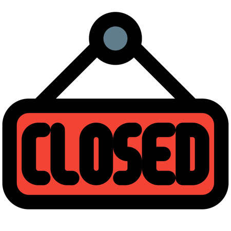Closed restaurant sign board hanging at doorのイラスト素材