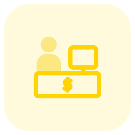 Cashier with the computer in restaurant at billing deskのイラスト素材