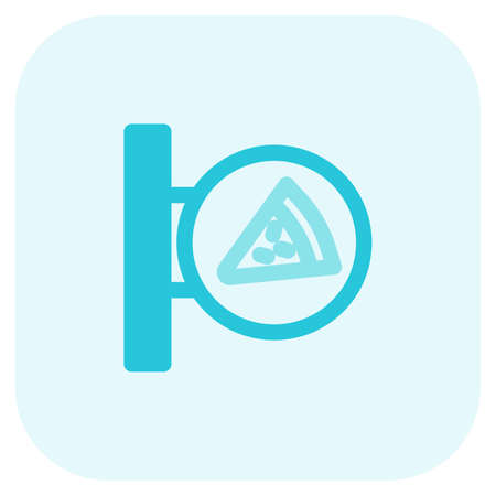 Pizza restaurant with a piece of fast food on holdingのイラスト素材