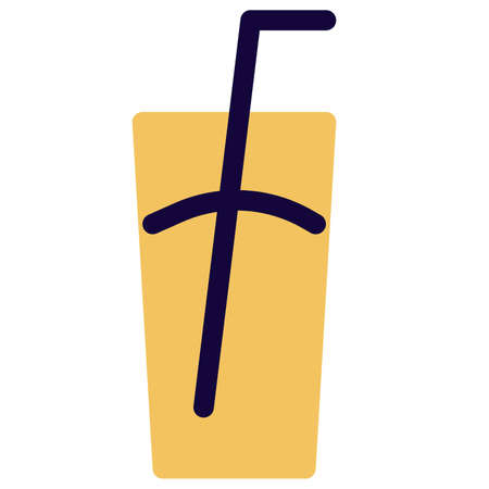 Glass of water with a straw served to kidsのイラスト素材