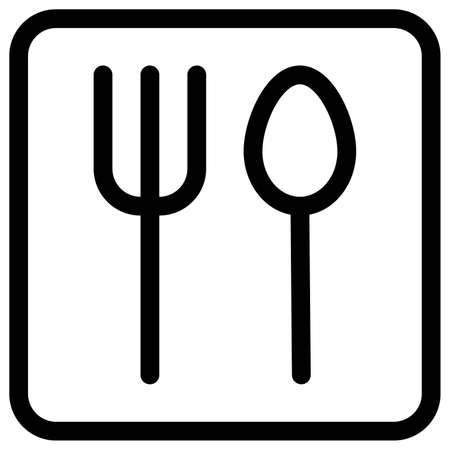 Spoon and fork sign for the restaurant outsideのイラスト素材