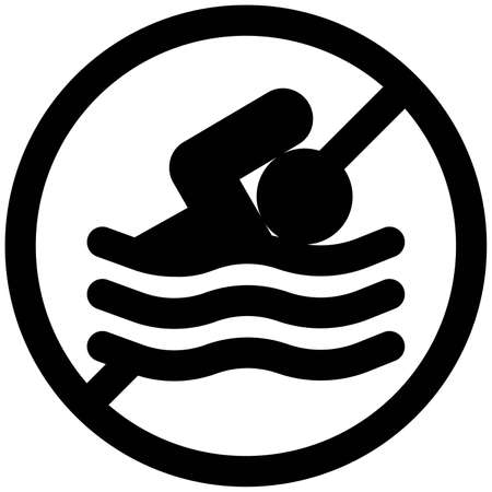 No swimming zone warning at beach sign postのイラスト素材
