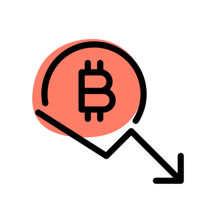 fall of bitcoin value infographics, downfall arrow signのイラスト素材