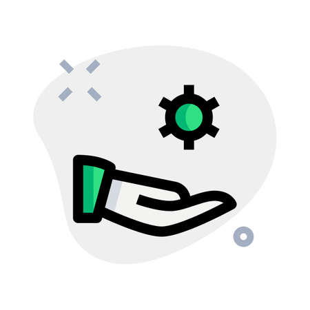 share setting option with hand and cog symbolのイラスト素材