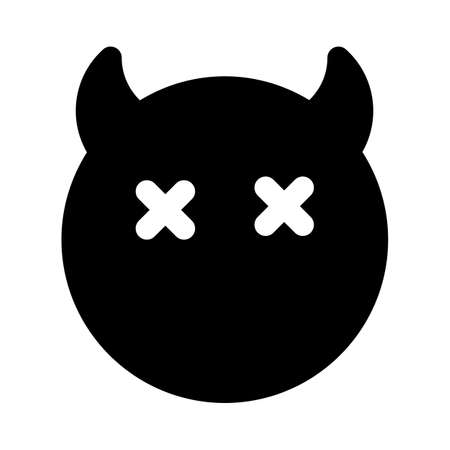 devil with horns crossed resembling dead emojiのイラスト素材