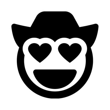 heart eyes cowboy hat emoticon with smiley faceのイラスト素材