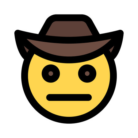 cowboy netural face expression with brim hatのイラスト素材