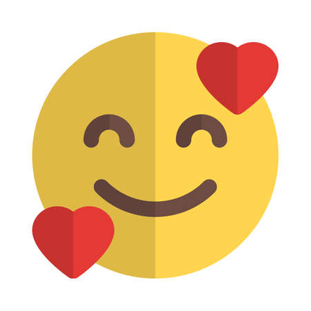 happy hearts emoticon with smiley facial expressionのイラスト素材