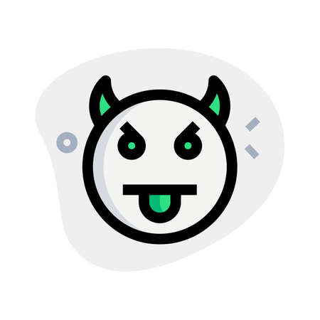 teasing tongue face demon emoticon with hornsのイラスト素材