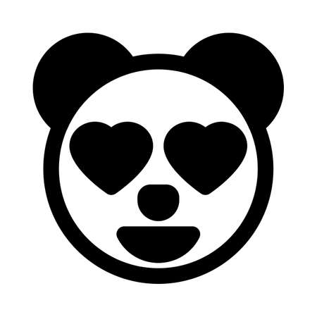 Romantic happy panda with heart eyes in love emojiのイラスト素材