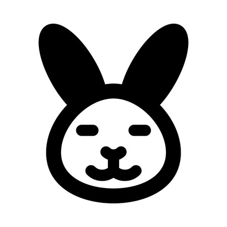 Smiling rabbit with eyes closed emoticon shared on social mediaのイラスト素材