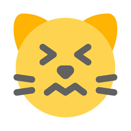 Cat eyes closed with confounded pictorial representation emoticonのイラスト素材