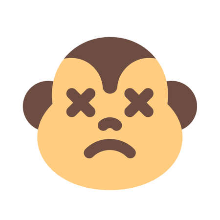 Relaxed and neutral monkey facial expression emoticoriのイラスト素材