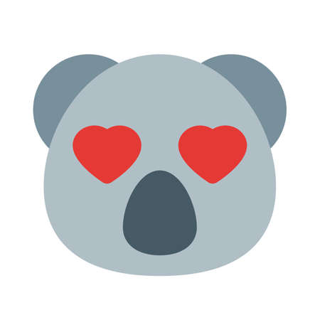 Romantic happy koala with heart eyes in love emojiのイラスト素材