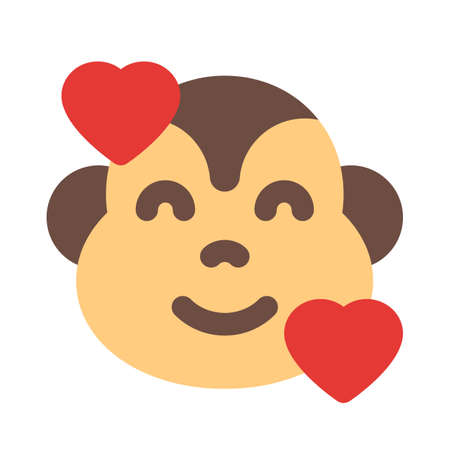 Smiling monkey with hearts revolving around face emoticonのイラスト素材