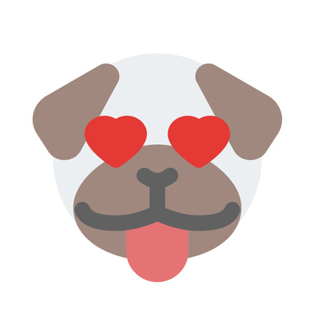 happy pug dog with heart eyes and tongue-out emojiのイラスト素材