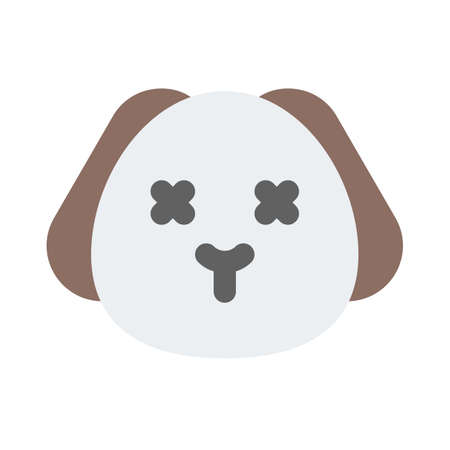 Mouthless puppy with eyes crossed emoji on social mediaのイラスト素材