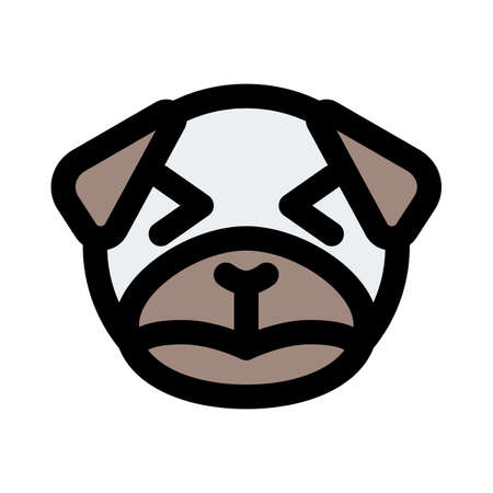 sad pug dog squint eyes emoticon facial expressionのイラスト素材