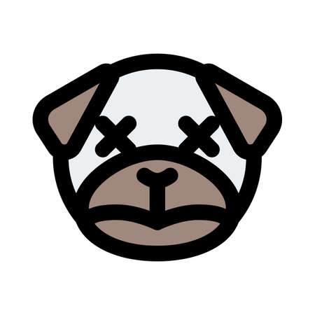 Relaxed and neutral pug dog facial expression emoticoriのイラスト素材