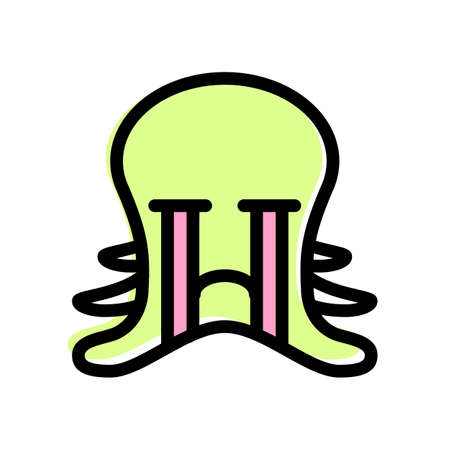 octopus crying pictorial representation with heavy tears flowingのイラスト素材