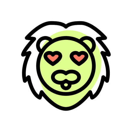 Happy romantic grinning lion with heart eyesのイラスト素材