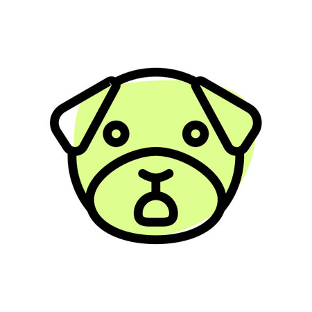 Shock expression pug dog emoticon with wide open mouthのイラスト素材