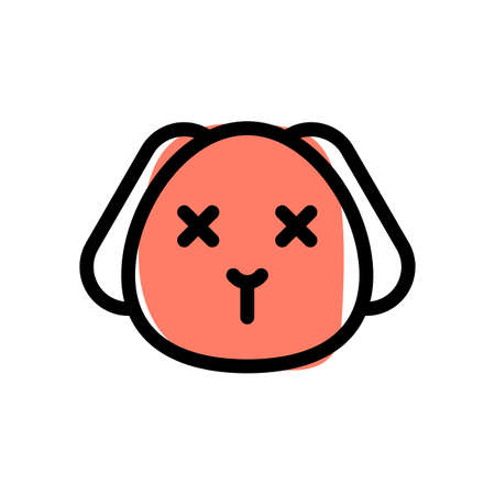 Mouthless puppy with eyes crossed emoji on social mediaのイラスト素材