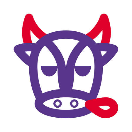 Tired cow face emoji with sweat dropのイラスト素材