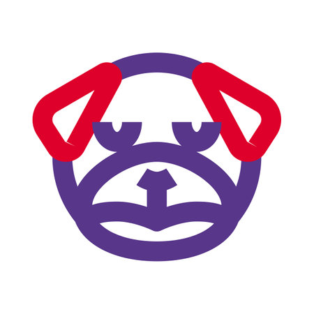 Sad face pug dog with eyes closed emojiのイラスト素材