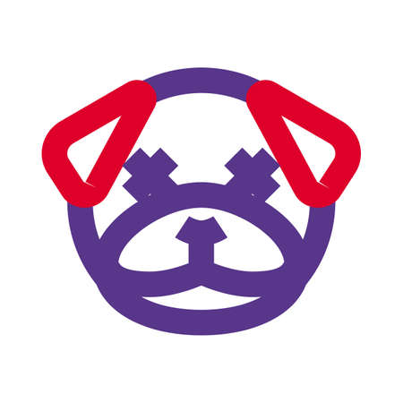 pug dog in neutral stage with eyes crossedのイラスト素材