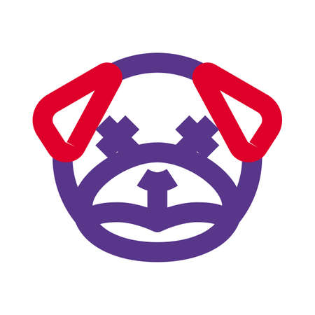Relaxed and neutral pug dog facial expression emoticoriのイラスト素材