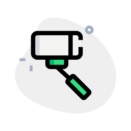 Extended selfie stick in trend in smartphone cameraのイラスト素材