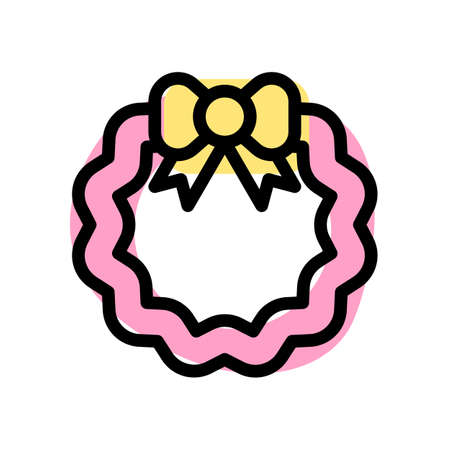 Round shape decorative wreath with bowtie for xmasのイラスト素材