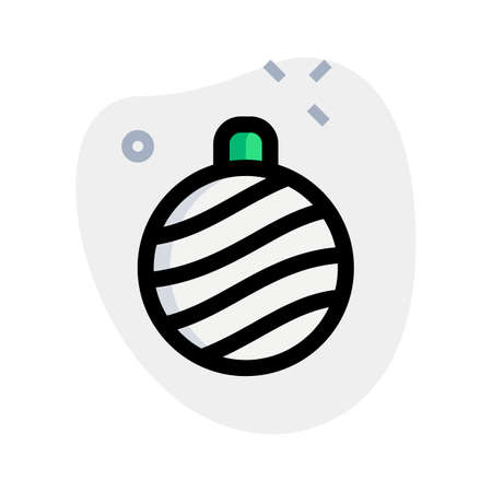 Striped round hanging christmas ball isolated on white backgroundのイラスト素材