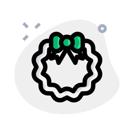 Round shape decorative wreath with bowtie for xmasのイラスト素材