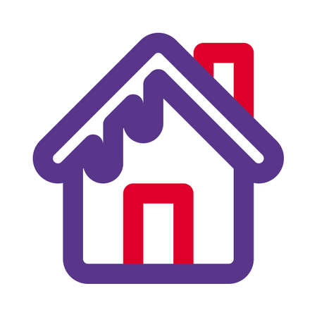 Snowfall on top roof of the house during winter seasonのイラスト素材