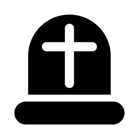 christian cross on headstone at graveyard halloween conceptのイラスト素材