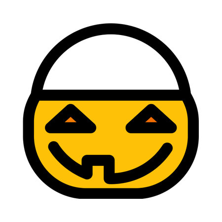 jack-o-lantern basket with creepy face carving and handleのイラスト素材